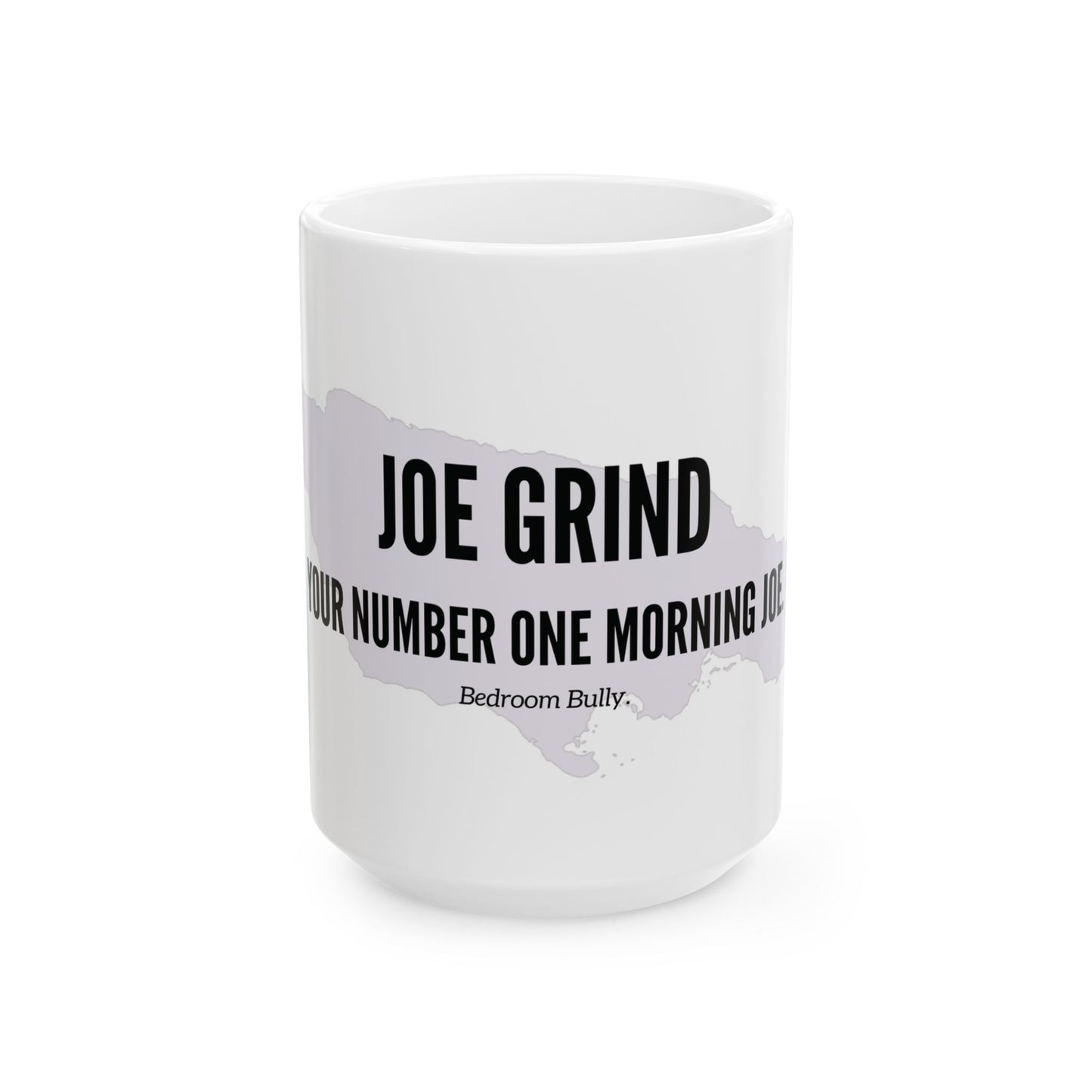 Jamaican Coffee Mug "JOE GRIND - YOUR NUMBER ONE MORNING JOE" - WITH BACKGROUND