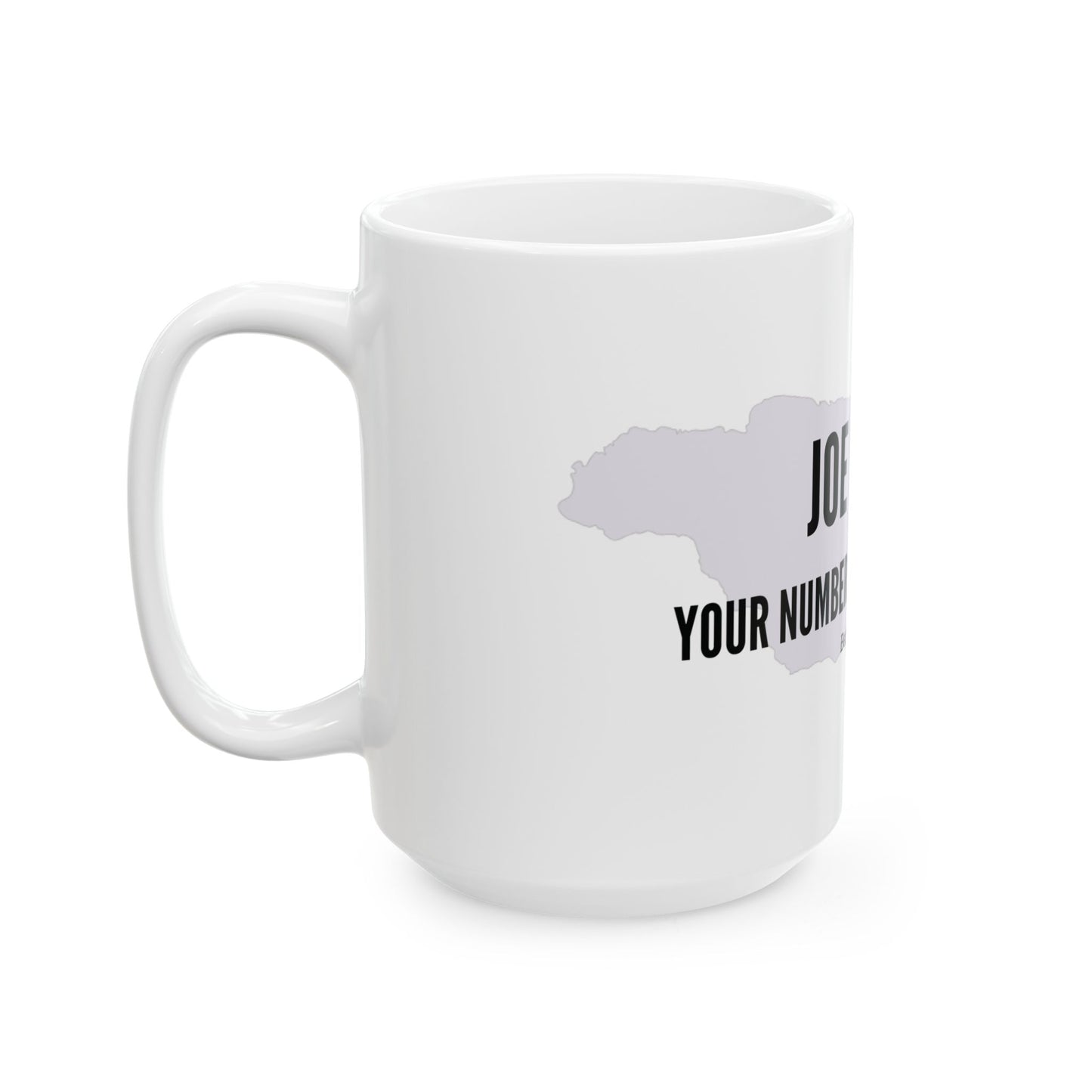 Jamaican Coffee Mug "JOE GRIND - YOUR NUMBER ONE MORNING JOE" - WITH BACKGROUND