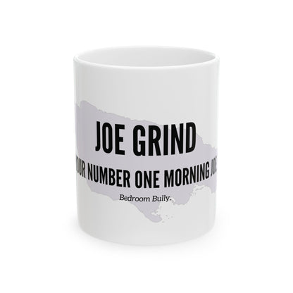 Jamaican Coffee Mug "JOE GRIND - YOUR NUMBER ONE MORNING JOE" - WITH BACKGROUND