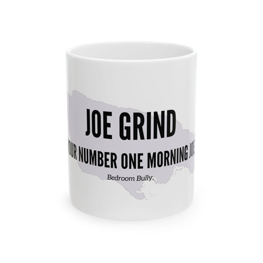 Jamaican Coffee Mug "JOE GRIND - YOUR NUMBER ONE MORNING JOE" - WITH BACKGROUND